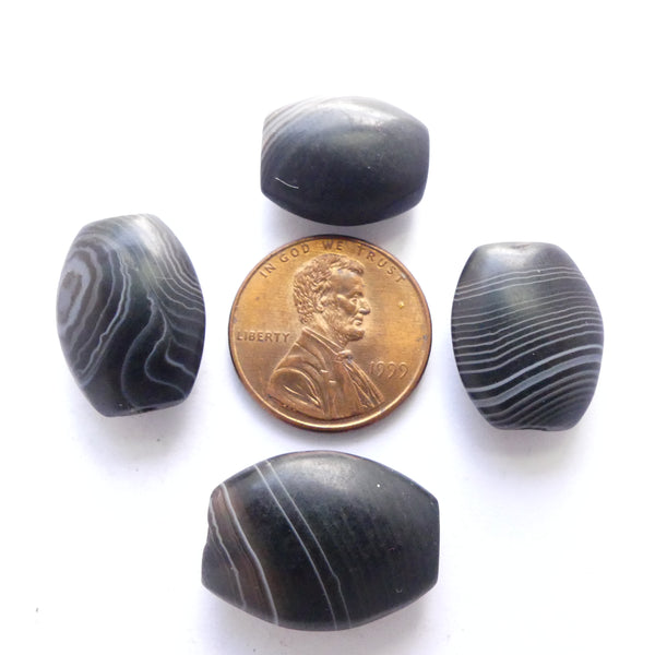 Banded Agates, Reproductions, Black & White Lenticular, 18x13mm, Set of 4