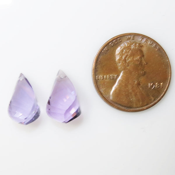 Amethyst Briolettes,  12mm Long, Sold by the Pair