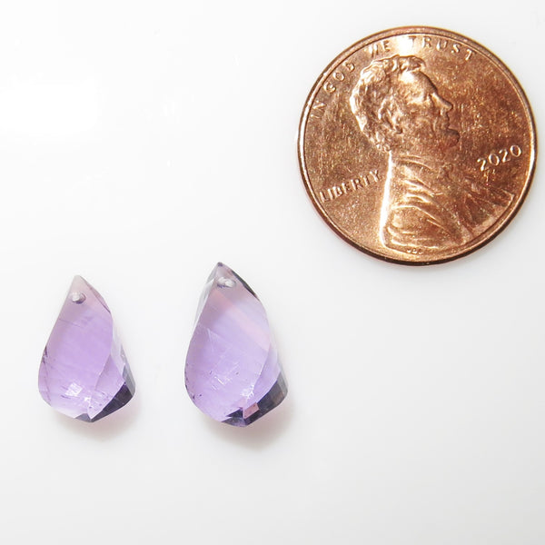 Amethyst Briolettes, 12mm Long, Sold by Set of 2