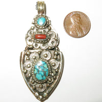 Himalayan Pendant with Turquoise & Coral