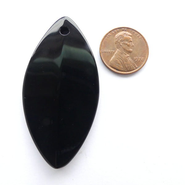 Black Onyx Shield Pendant, Large 55x30mm