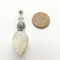 Moonstone, Two-Stone Pendant in Sterling Silver Setting, 45mm with Bail