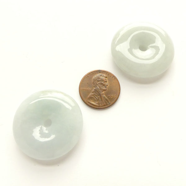 Burmese Jade Bi (aka Donuts) 30mm Diameter, Set of 2