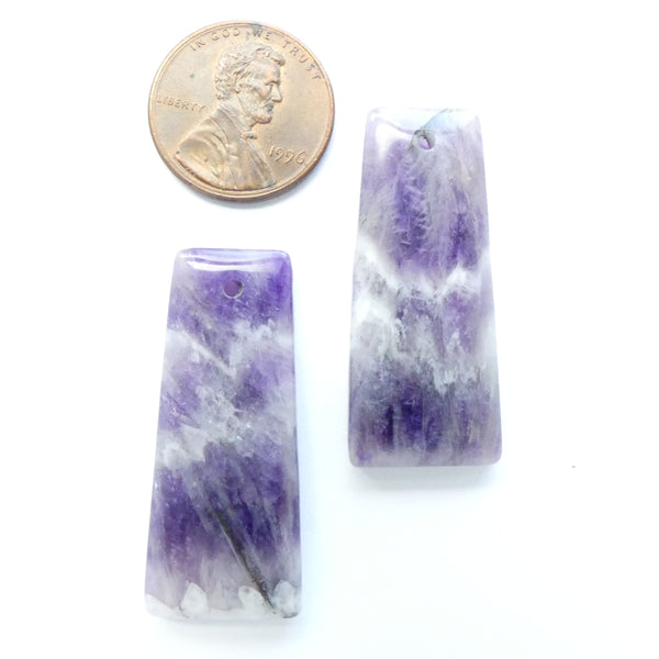 Amethyst Pendants, Rectangles 35x15mm, Sold by the Pair