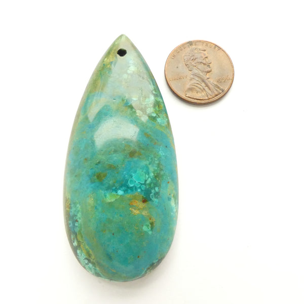 Chrysocolla Pendant, Teadrop Shape 55x28mm