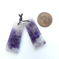 Amethyst Pendant,  Rectangles 35x15mm, Sold by the Pair