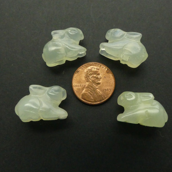 New Jade, Carved Bunny Beads, 12x20mm, Sold Individually