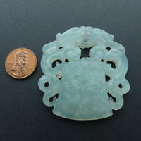 New Jade, Pendant,  Pair of Dragons, 2x2 inches