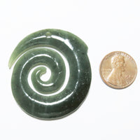 Jade Pendant,  Maori Style Spiral, Nephrite, 1.75 inches in Diameter