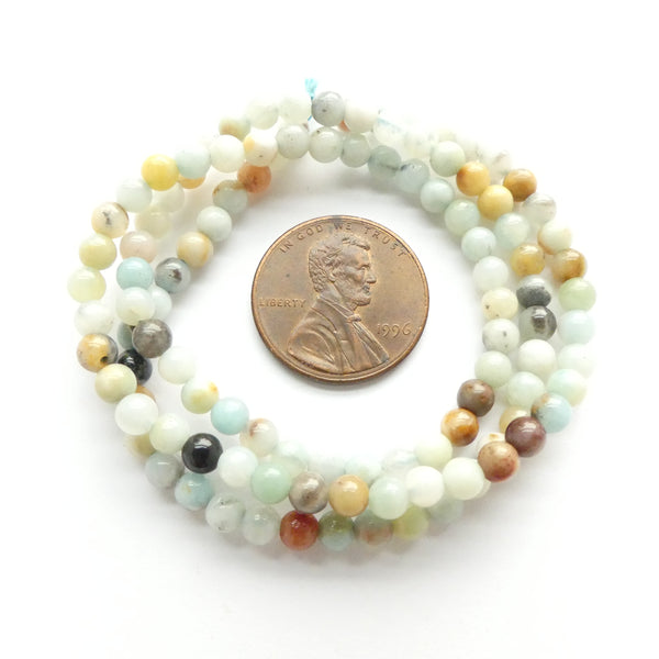 Amazonite, Mixed Color, 3.5mm on 16-inch Strands