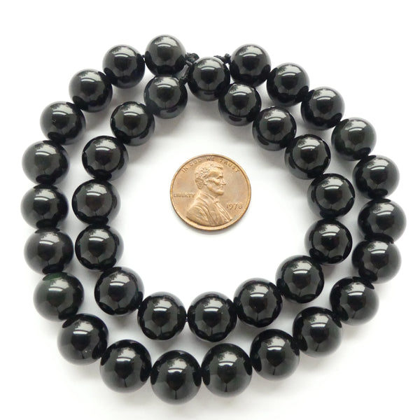 Black Rainbow Obsidian, Round, 10mm on 16" Strands