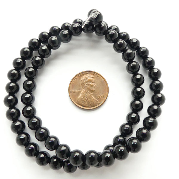 Black Onyx, Round, 6mm on 16" Strand