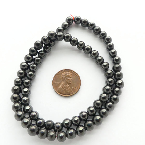 Hematite, Magnetic, Round 6mm Beads on 16-inch Strand