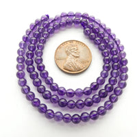 Amethyst Round, 4mm on 16-inch Strands