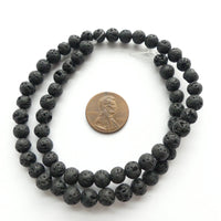 Lava Stone, Black, 6mm on 16" Strands