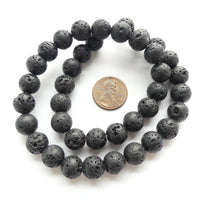 Lava Stone, Black, 10mm on 16" Strands