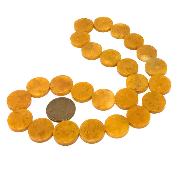 Yellow jade coin shape beads Bead-Zone.com