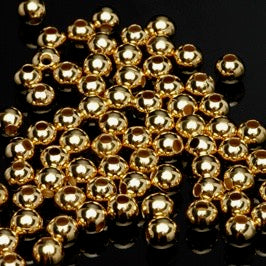 Packaged Beads, Gold Tone 4mm Round, Pkg 100