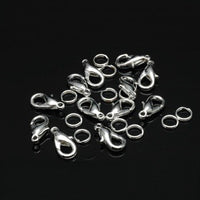 Clasp, Silver Tone Lobster, with Split Rings, 12mm, Set of 3