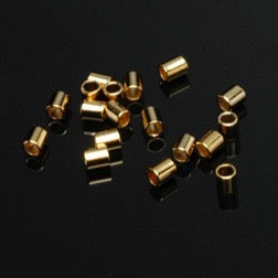 Packaged Findings, Gold Plated Larger 3x2.5mm Tube Crimps, Pkg 20