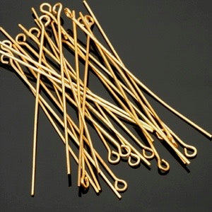 Packaged Findings, Gold Tone, Eyepins 2", Pkg 24