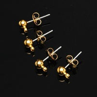 Packaged Findings, Gold Tone Earposts with 3mm Ball and Nuts, Pkg 4