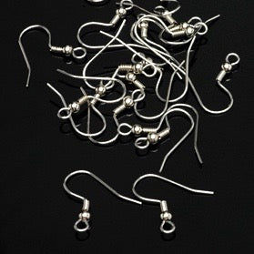 Packaged Findings, Silver Antique French Earwires with Ball & Coil, Pkg 20