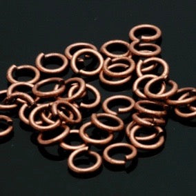 Packaged Findings, Copper Antique Jump Rings 6mm, Pkg 40