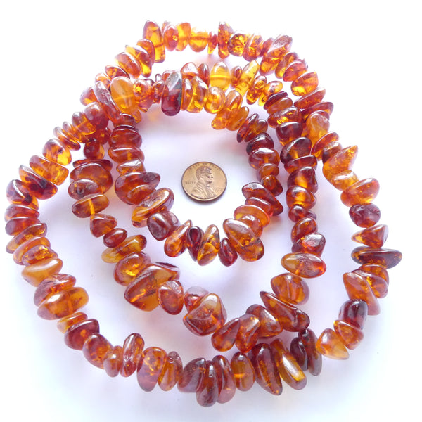 Amber, Freeform Nuggets, Large, Cognac Color, 40-inches