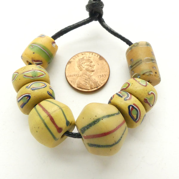 Khaki Antique Venetian Lampwork, Collector Set of 8 Beads