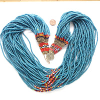 Naga Necklace, 38 Strands of Antique European Seed Beads, 32 Inches