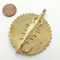 Baoule, Gold Plated Lost Wax Brass Pendant, 50mm Diameter