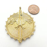 Baoule, Gold Plated Brass Lost Wax Cast Pendant, 45mm Diameter