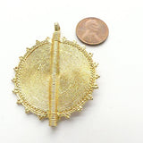 Baoule, Gold Plated Brass Lost Wax Cast Pendant, 45mm Diameter