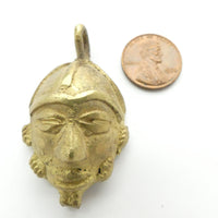 Brass,Mask, Vintage, Small Lost Wax Cast From Ghana, 2" Long