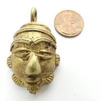 Brass, Mask, Vintage, Small Lost Wax Cast From Ghana, 2" Long