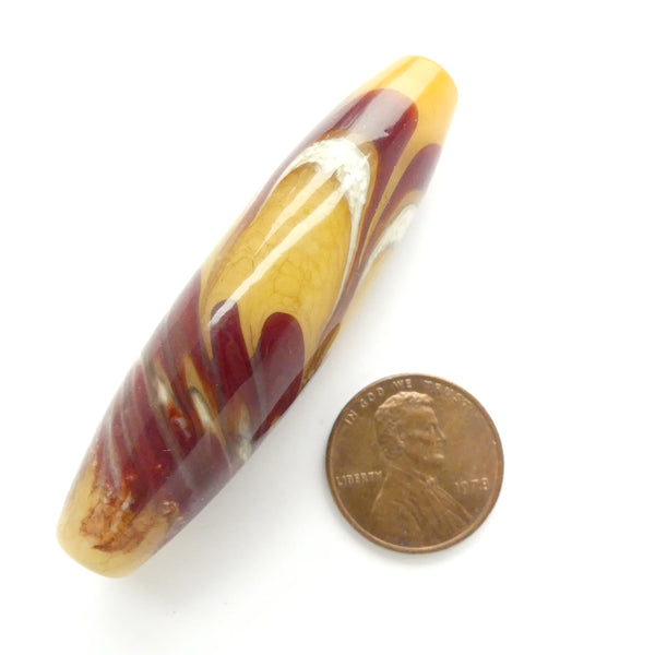 Jim Smircich Bead, Feathered Burgundy, Amber & Ivory, 60x16mm