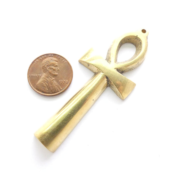 Ankh, or "Key of Life" Pendants, Brass, 2.5 inches long