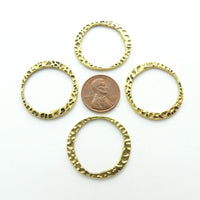 Cast Gold-tone Antiqued Textured Ring, 27mm diameter, Set of 4