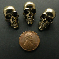 Brass, Skull Beads, 14x20mm, Sold Individually