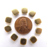 Brass, Small Smooth Square Beads, 6x6mm, Sets of 10