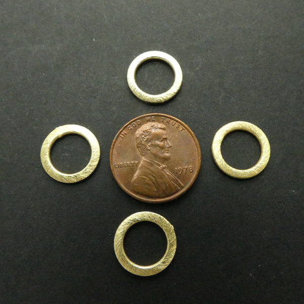 Rings, Flat Brushed Gold Finish, 13mm Outer Diameter, Set of 4