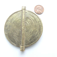 Brass, African Inspired Large Flat Round Bead, 65mm Diameter