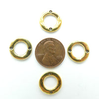 Cast Gold-tone Connector Ring, 17mm, Set of 4