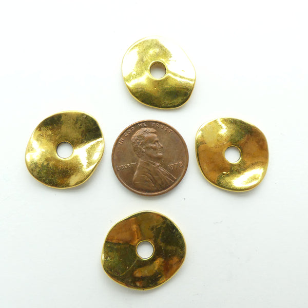 Cast Gold-tone Wavy Donut, 19mm, Set of 4