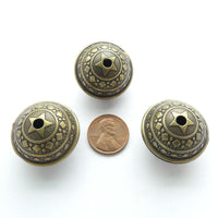 Cast Antique Brass Plated Large Almost Round Beads 20x25mm, Sold Individually