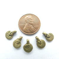 Brass, Tiny Indian Spiral Pendants, Set of 5