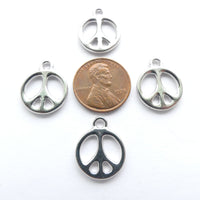 Peace Sign Charm, Silver-plated Pewter, 18mm, Set of 4