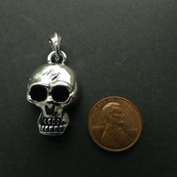 Silver Plated, Skull Pendant, 40mm Long includign Loop