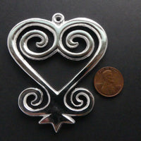 Adinkara Pendants, Silver, Sankofa, Extra Large, 75mm long